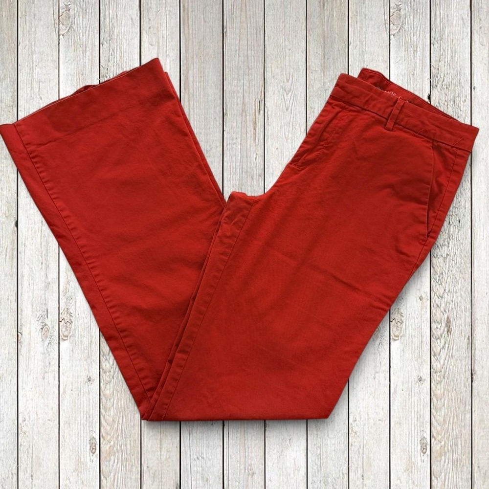 Gap Perfect Khaki Red Flare Pants Extra Long Y2K Low Rise